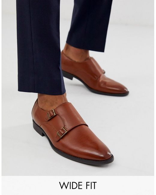 Asos Design Wide Fit monk shoes in faux leather