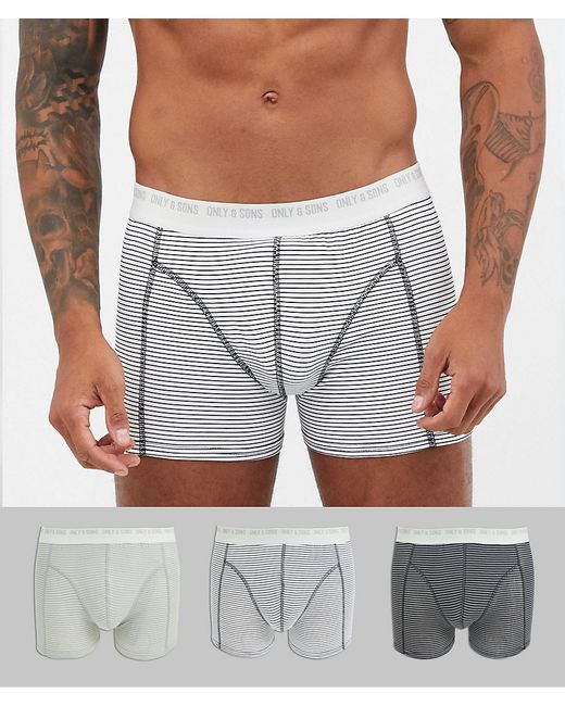 Only & Sons 3 pack striped trunks-