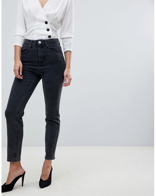 Asos Design Farleigh high waisted slim mom jeans in washed