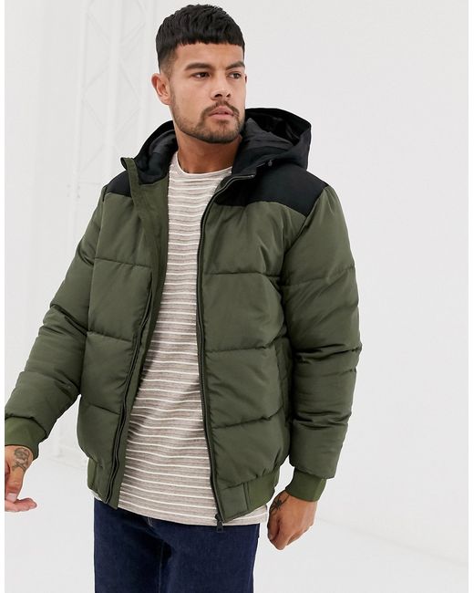 Only & Sons hooded padded jacket in