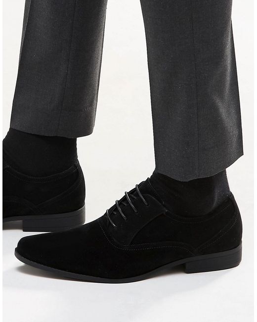 Asos Oxford Shoes in Black Faux Suede