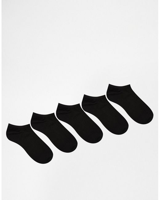 Asos 5 Pack Sneaker Socks In Black SAVE 47