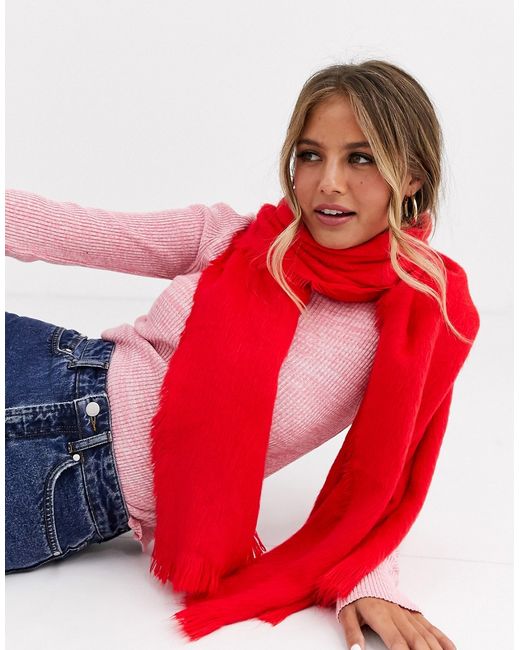 Glamorous super soft oversized scarf with fringe edging-