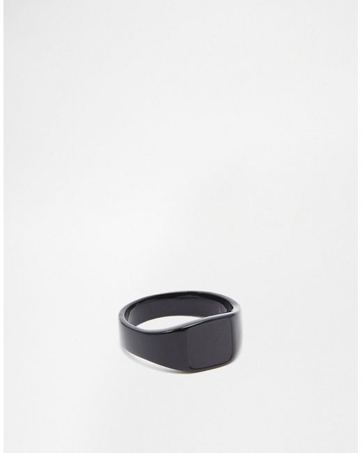 Asos Signet Ring In Black