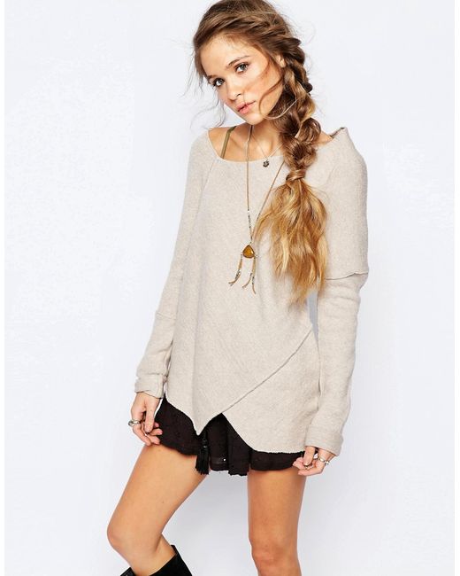 Free People Love and Harmony Wrap Knit Sweater in Oatmeal