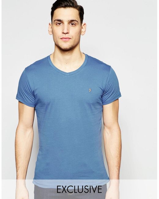 Farah T-Shirt with V Neck F Logo Slim Fit Exclusive