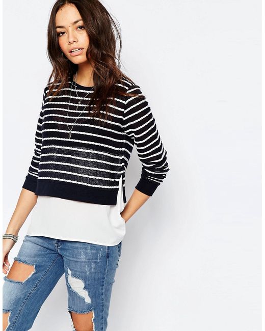 Only Rope Striped 2 In 1 Sweater