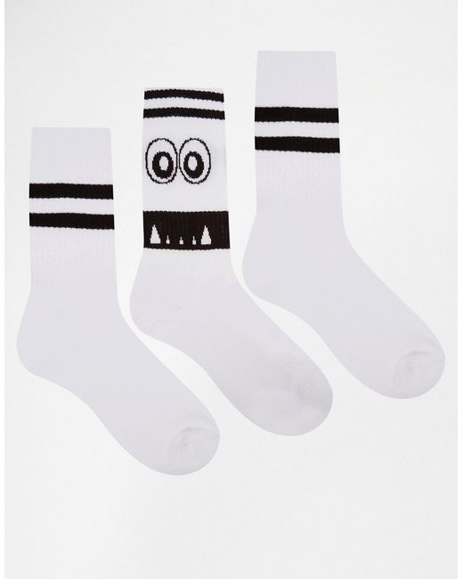 Asos Tube Style Socks 3 Pack With Monster Design