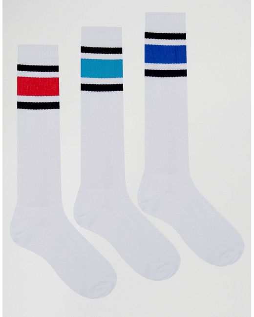 Asos Long Length Tube Style Socks 3 Pack In White