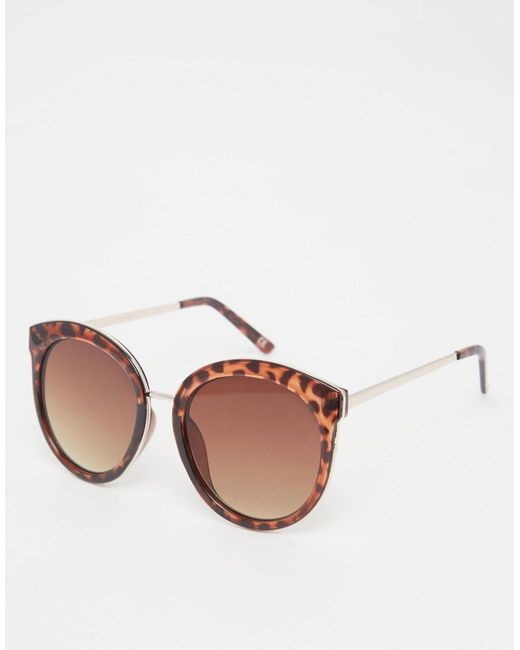 Asos Oversized Round Preppy Sunglasses With Metal Sandwich