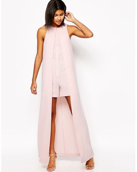 Asos Occasion Romper with Maxi Cape Detail