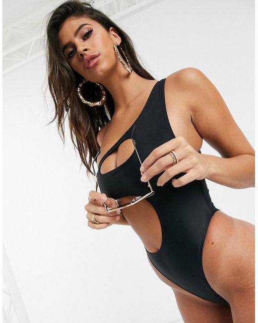 Motel one shoulder cut out swimsuit in
