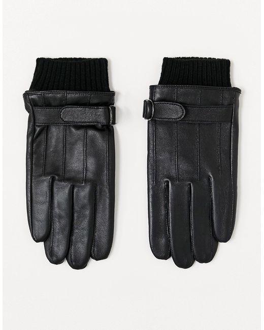 Asos Design touchscreen leather gloves in with cuff detail