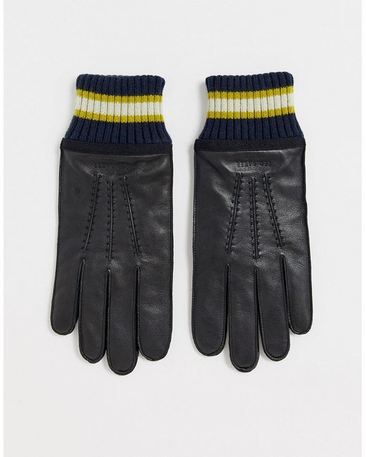 Ted Baker Forchet leather gloves with ribbed cuff in