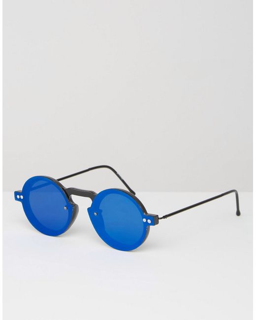 Spitfire Round Flat Lens Sunglasses with Blue Lens