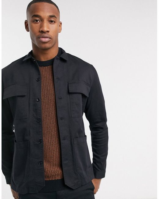 Selected Homme revere collar overshirt in