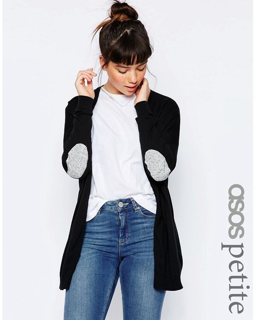 ASOS Petite Swing Cardigan with Gray Oval Elbow Patch