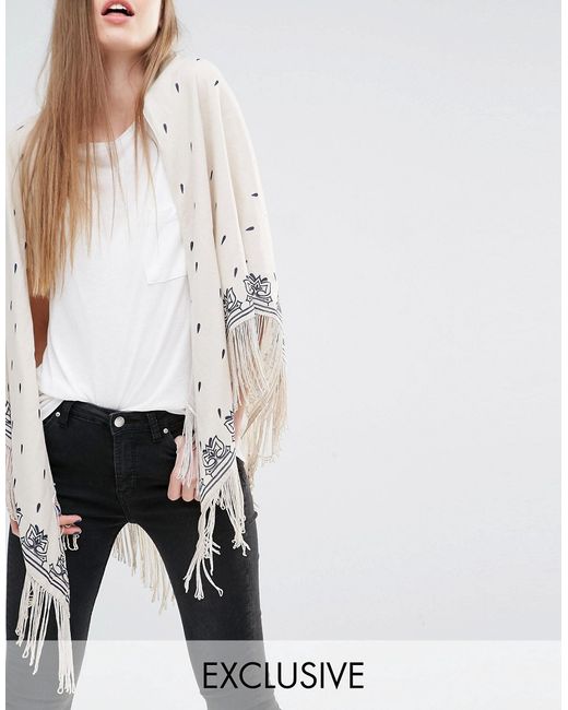Becksondergaard Exclusive Oversized Scarf with Floral Print and Tassels