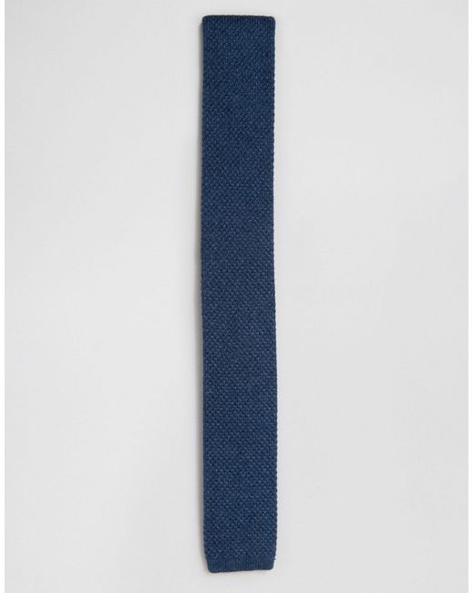 Asos Knitted Tie In Navy Marl