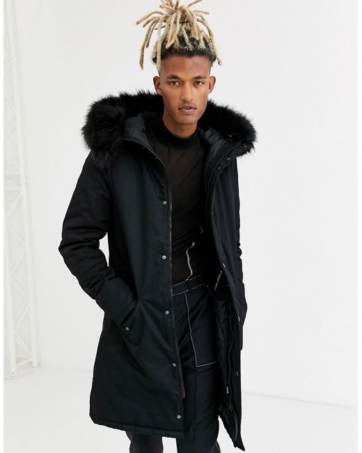 Sixth June fishtail parka coat in with faux fur hood