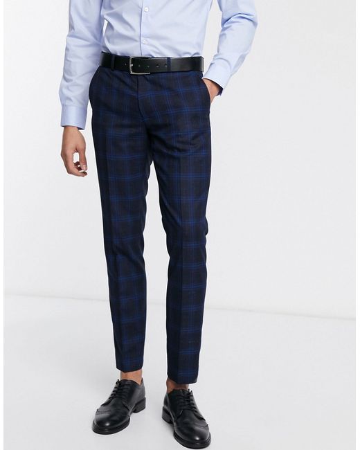Moss Bros Moss London suit pants in ink check