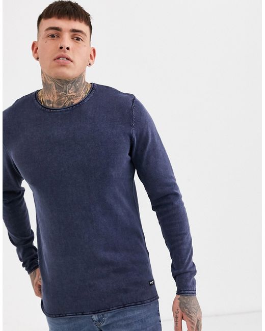 Only & Sons crew neck sweater in washed
