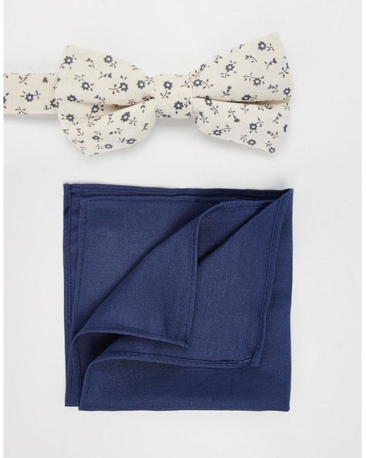 Asos Floral Bow Tie And Pocket Square Pack