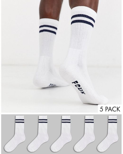 French Connection 5 pack sports socks in with stripe
