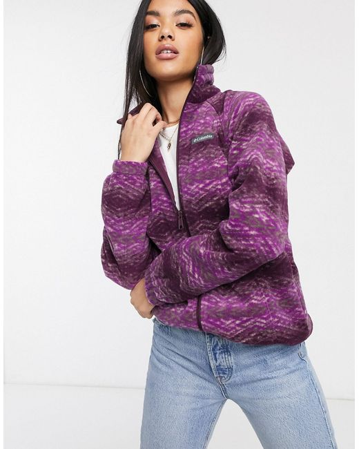 Columbia Benton Springs printed full zip fleece in purple-