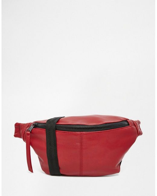 Asos Bumbag In Red Faux Leather