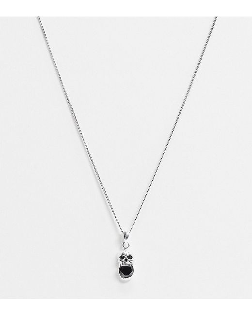 Reclaimed Vintage inspired sterling neckchain with skull and stone detail