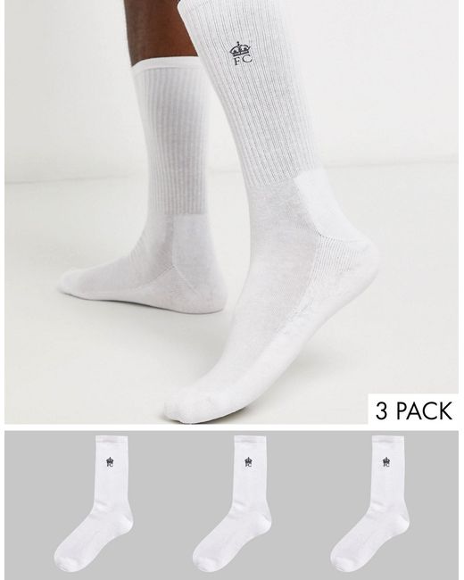 French Connection 3 pack ribbed sports socks in