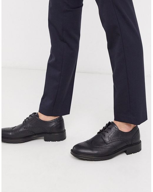 Jack & Jones faux leather brogues with chunky sole in