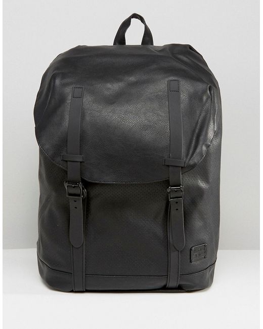 Spiral Hampton Leather Look Backpack In Black