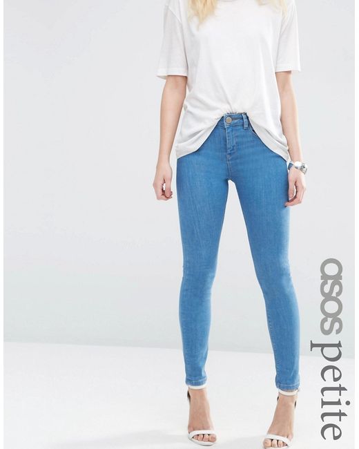 ASOS Petite Ridley High Waist Skinny Jean in Serena 70s Blue Wash