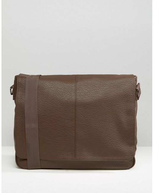 Asos Satchel In Brown Faux Leather