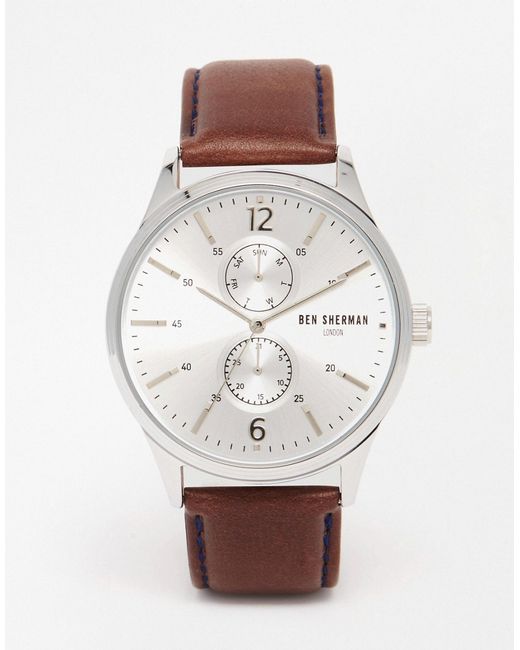 Ben Sherman Spitalfields Vinyl Leather Watch In Brown