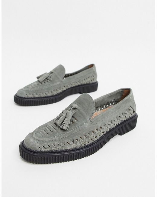 House of Hounds orion woven loafers in gray suede-