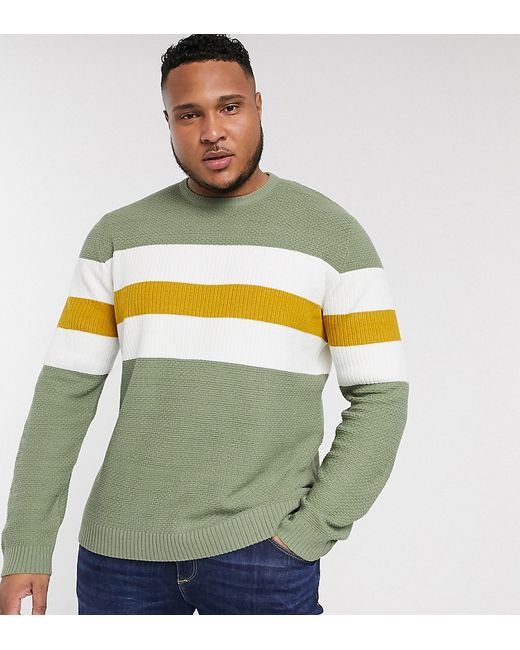 Only & Sons stripe crew neck sweater in