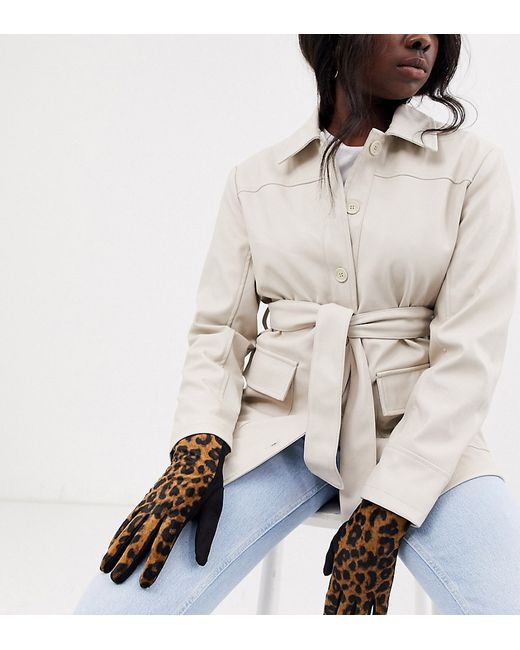 My Accessories London Exclusive leopard jersey touch screen gloves-