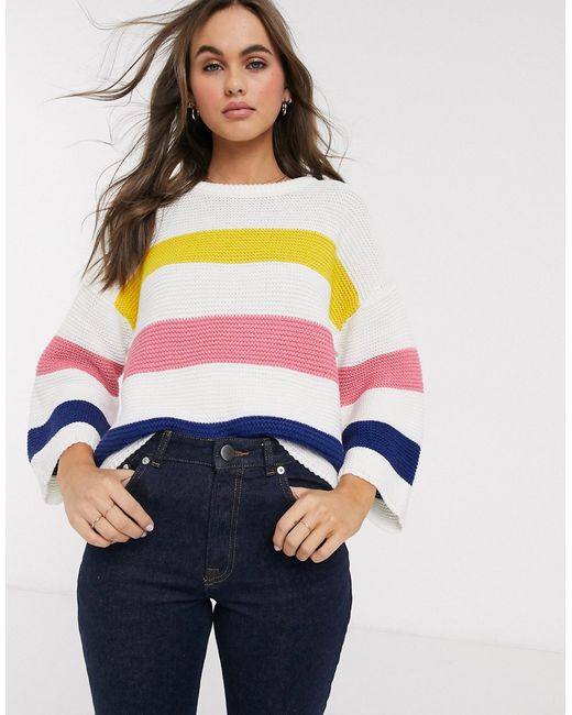 Brave Soul sorbet wide stripe sweater-