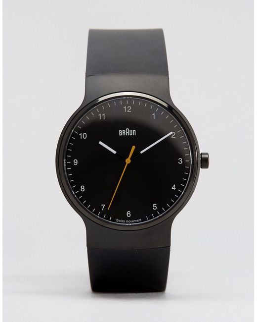 Braun Prestige Leather Watch in Black