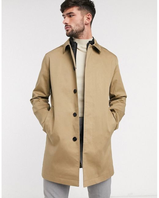 Selected Homme organic cotton car coat in sand-