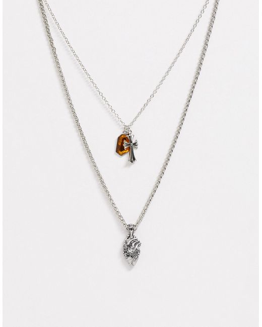 Topman layered neck chain with pendants in
