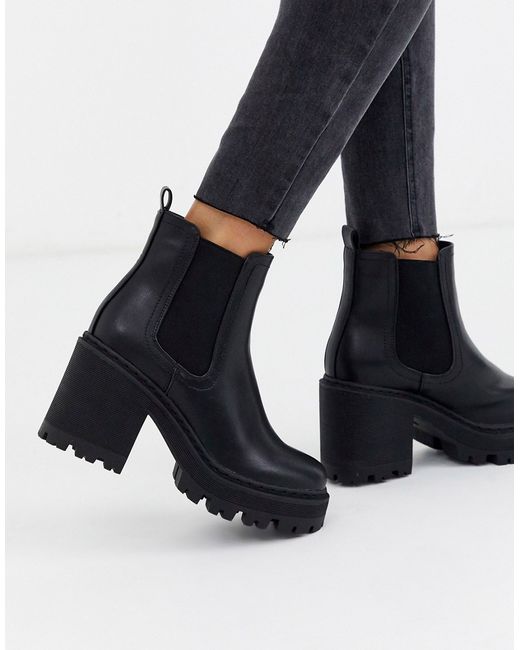 Public Desire Fuzzy chunky heeled ankle boot in