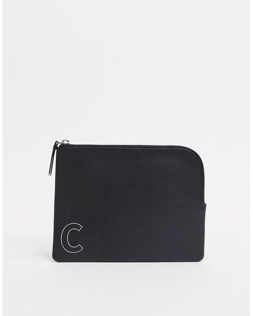Asos Design personalized leather pouch in with C initial
