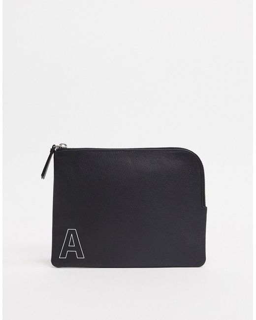 Asos Design personalized leather pouch in with A initial