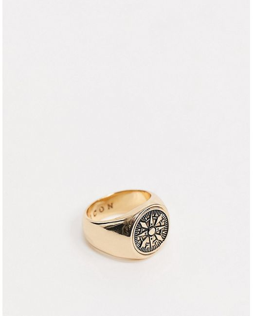 Icon Brand signet ring with compass detail in