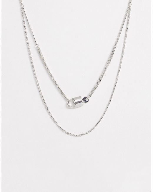 Icon Brand layered neck chain with padlock pendant in