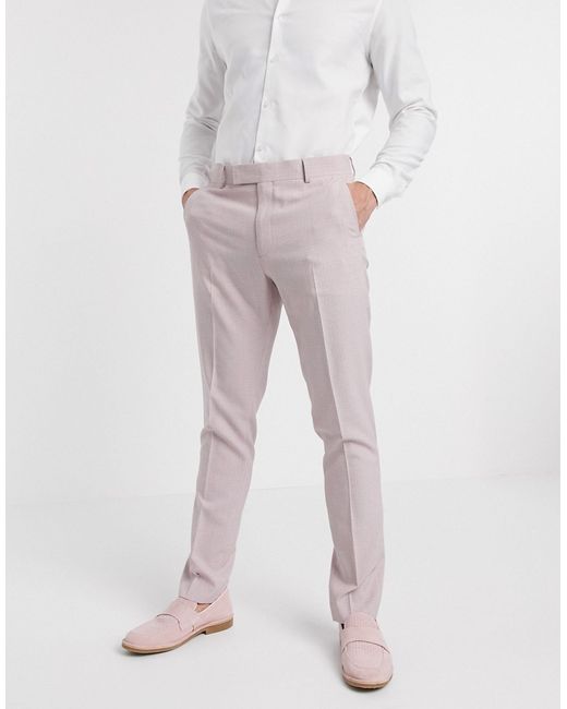 Asos Design wedding skinny suit pants in crosshatch rose